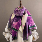 Exclusive Women's Thick Windproof Shawl — FYR143 Purple — Size 60x180cm — Back View