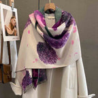 Exclusive Women's Thick Windproof Shawl — FYR143 Purple — Size 60x180cm — Front View
