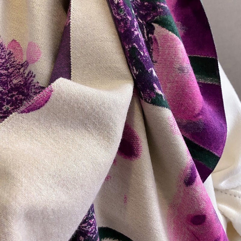 Exclusive Women's Thick Windproof Shawl — FYR143 Purple — Size 60x180cm — Top View