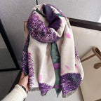 Exclusive Women's Thick Windproof Shawl — FYR143 Purple — Size 60x180cm — Side View