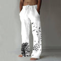 Exclusive Printed Flying Bird Drawstring Leisure Men's Pants — Gray — Size L — Front View