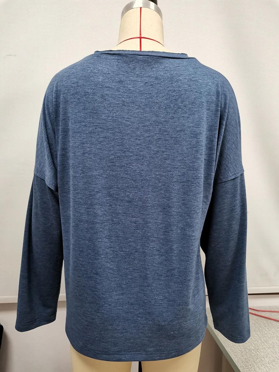 Exclusive Printed Round Neck Long Sleeve Pullover — Apricot — Size L — Alternate View 7