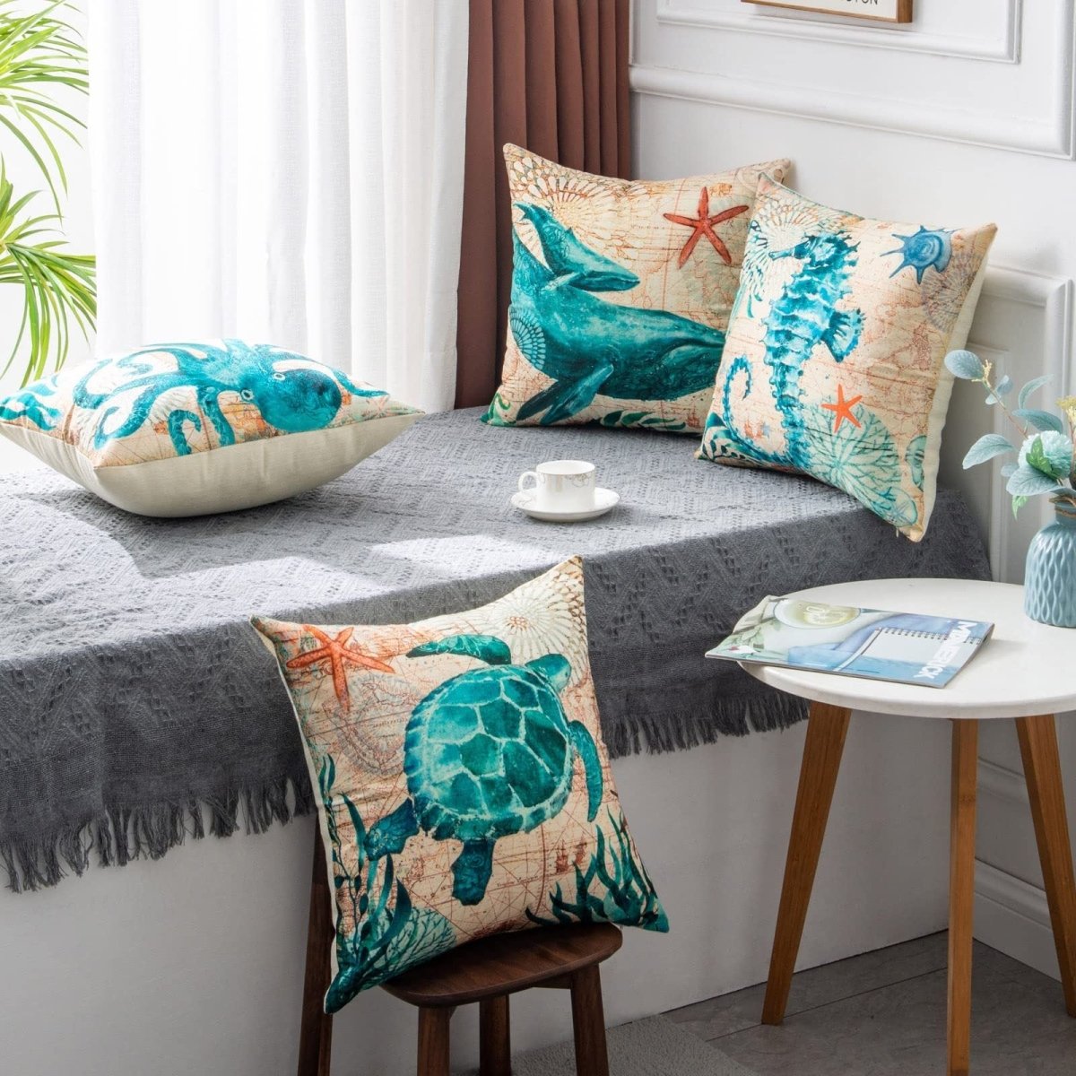 Exclusive Printed Throw Pillow Cases For Home Decor Sofa Chair Seat — A Human — Size 45x45cm — Side View