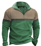 Exclusive Printed Lapel Long Sleeve Pullover | Stylish & Comfortable — PL 35 — Size L — Back View