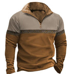 Exclusive Printed Lapel Long Sleeve Pullover | Stylish & Comfortable — PL 35 — Size L — Side View