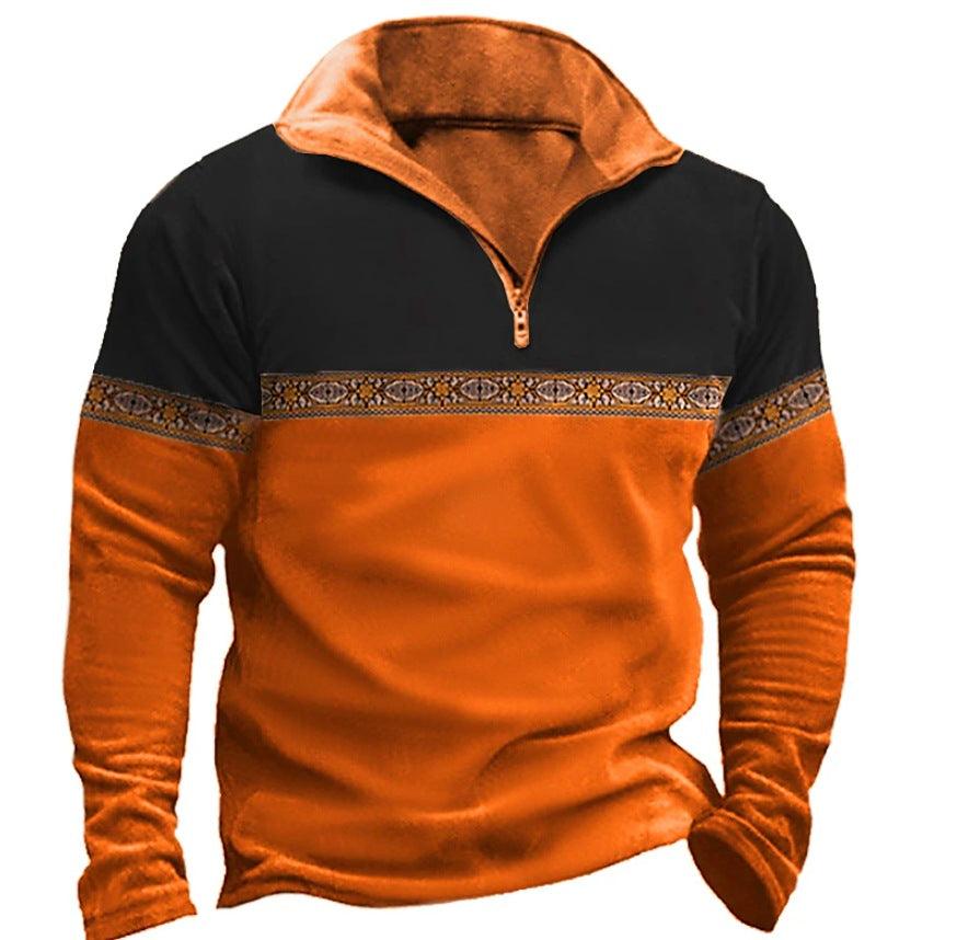 Exclusive Printed Lapel Long Sleeve Pullover | Stylish & Comfortable — PL 35 — Size L — Lifestyle View