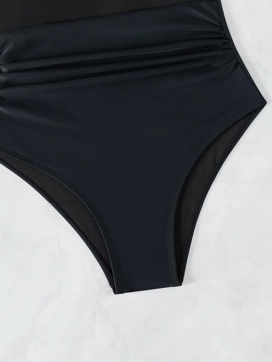 Exclusive Halter Bikini Set | Mesh | Pure Color — Black — Size L — Alternate View 11