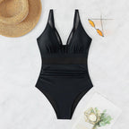 Exclusive Halter Bikini Set | Mesh | Pure Color — Black — Size L — Top View