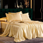 Exclusive Four-piece Mulberry Silk Bed Set — Golden — Size 150x200 — Top View