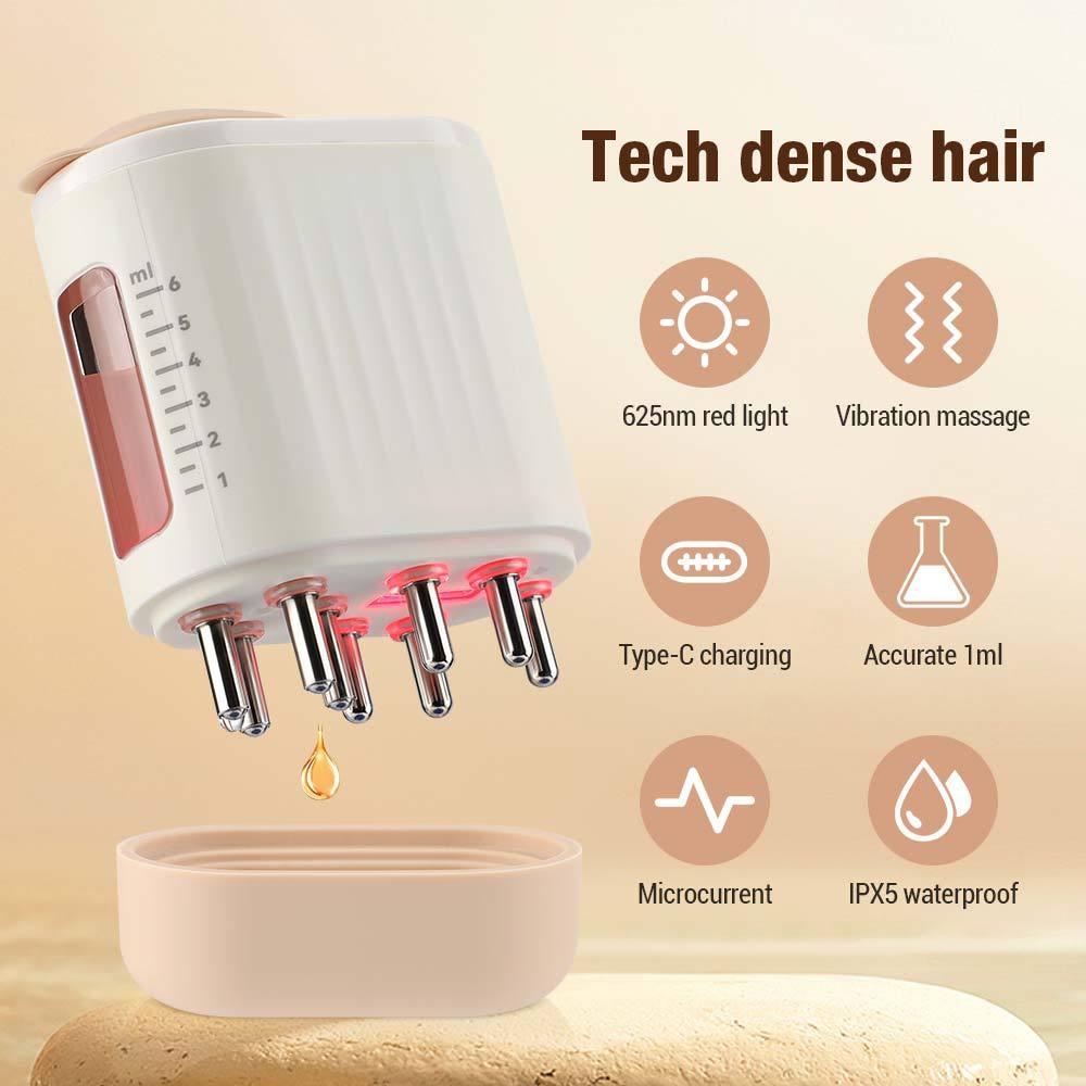 Exclusive Red Light Vibration Massage Comb Scalp — Round white — Back View