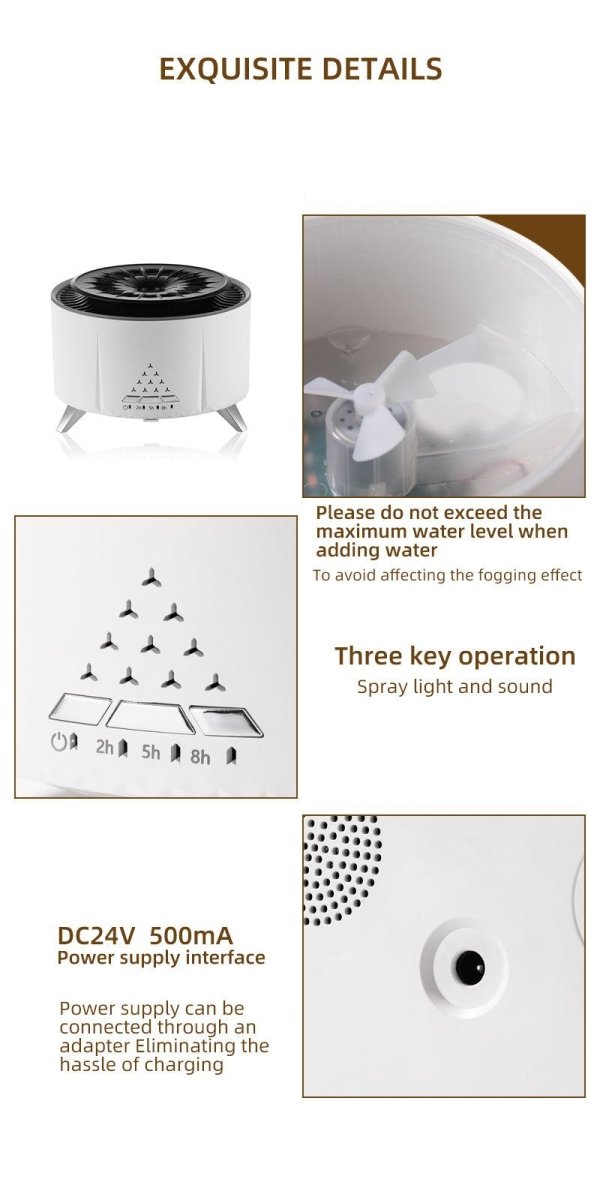 Exclusive Remote Control Volcano Humidifier Diffuser — White — Size EU — Alternate View 20