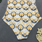 Exclusive Retro Print One-Piece Swimsuit — Black — Size L — Side View