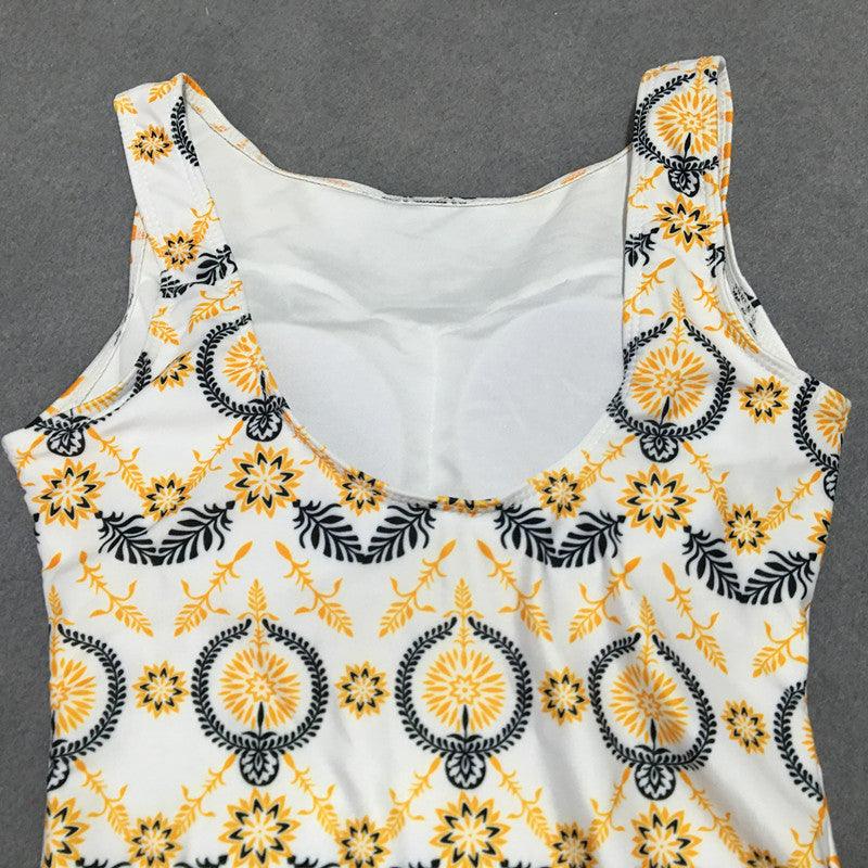 Exclusive Retro Print One-Piece Swimsuit — Black — Size L — Lifestyle View