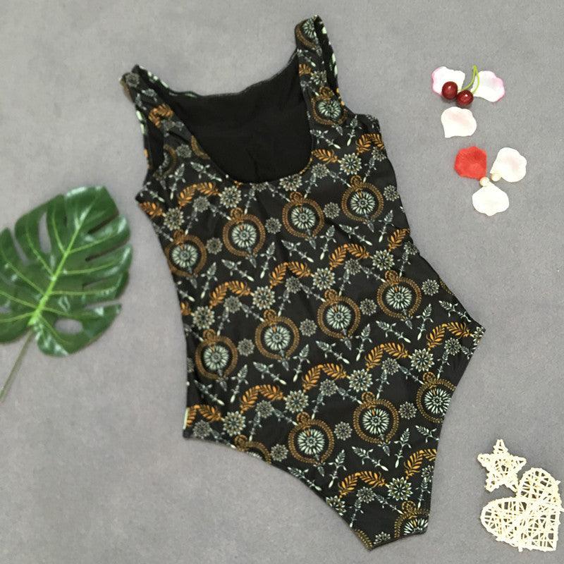 Exclusive Retro Print One-Piece Swimsuit — Black — Size L — Alternate View 7