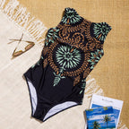 Exclusive Retro Print One-Piece Swimsuit — Black — Size L — Alternate View 9