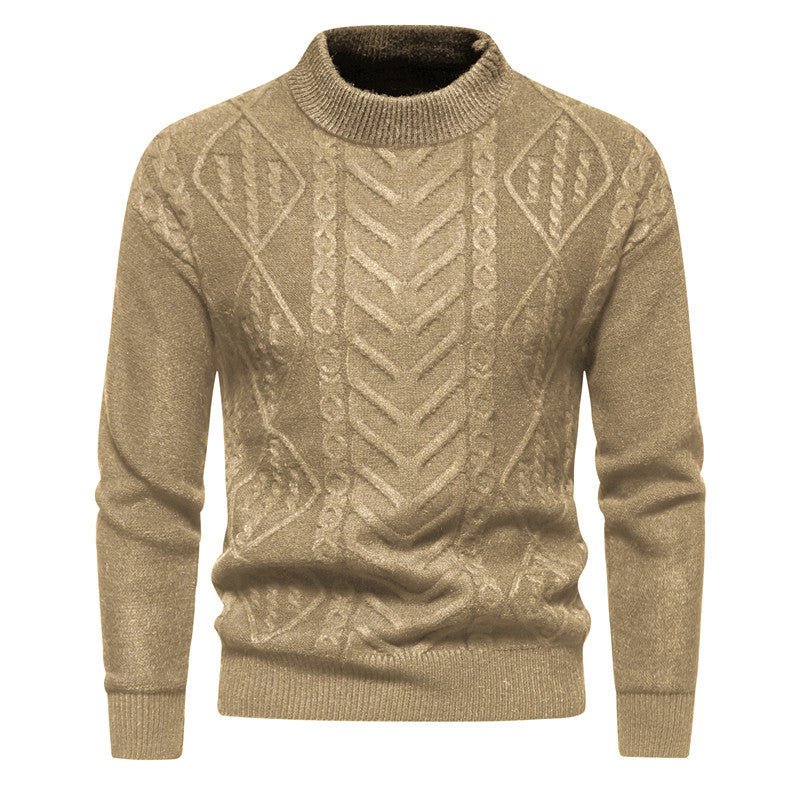Exclusive Round Neck Men's Knitwear Sweater — White — Size M — Back View