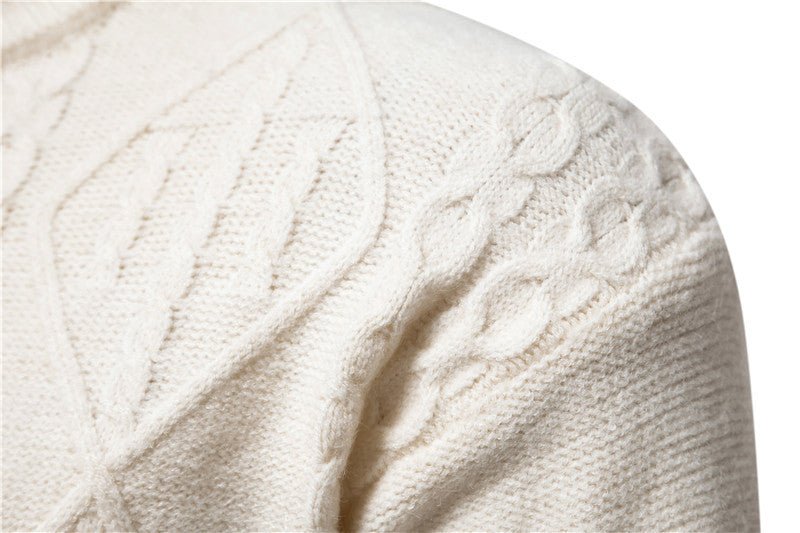 Exclusive Round Neck Men's Knitwear Sweater — White — Size M — Alternate View 13
