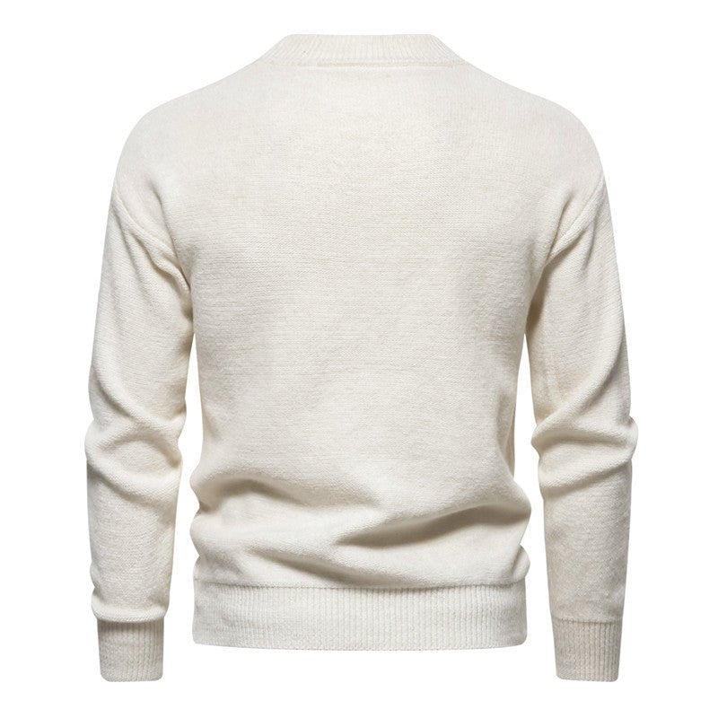 Exclusive Round Neck Men's Knitwear Sweater — White — Size M — Alternate View 15