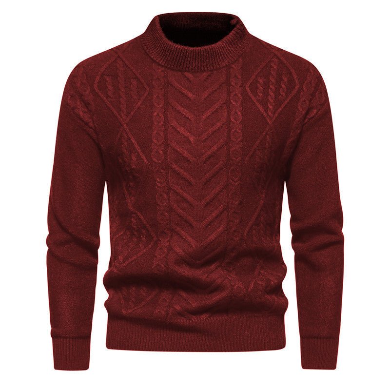 Exclusive Round Neck Men's Knitwear Sweater — White — Size M — Top View