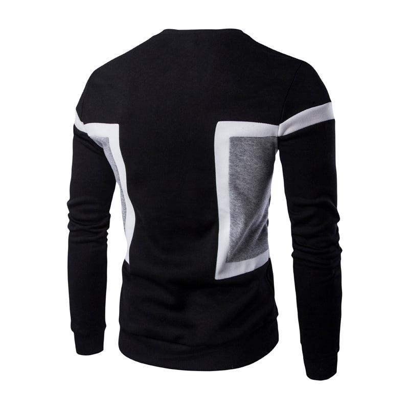 Exclusive Round Neck Sweatshirt with Fleece — Black — Size L — Back View