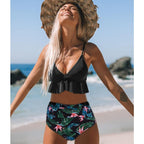 Exclusive Ruffled swimwear — Black — Size L — Front View