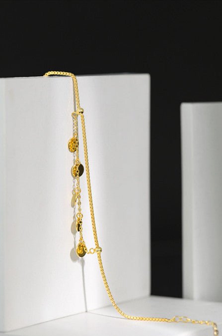 Exclusive S925 Sterling Silver Double Bracelet — Gold — Back View