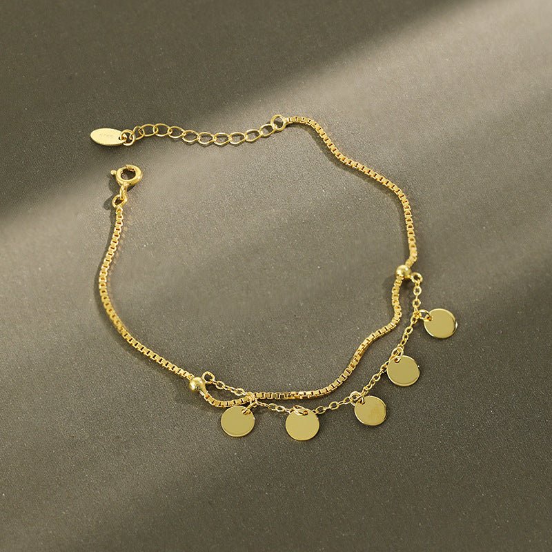Exclusive S925 Sterling Silver Double Bracelet — Gold — Front View