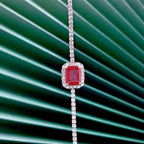 Exclusive S925 Sterling Silver Synthetic 810 Emerald Bracelet — Red Diamond 16cm — Size 925 Silver — Lifestyle View
