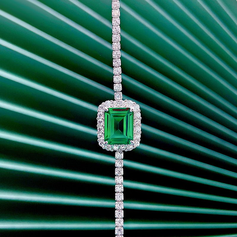Exclusive S925 Sterling Silver Synthetic 810 Emerald Bracelet — Red Diamond 16cm — Size 925 Silver — Alternate View 7