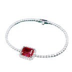 Exclusive S925 Sterling Silver Synthetic 810 Emerald Bracelet — Red Diamond 16cm — Size 925 Silver — Detail View