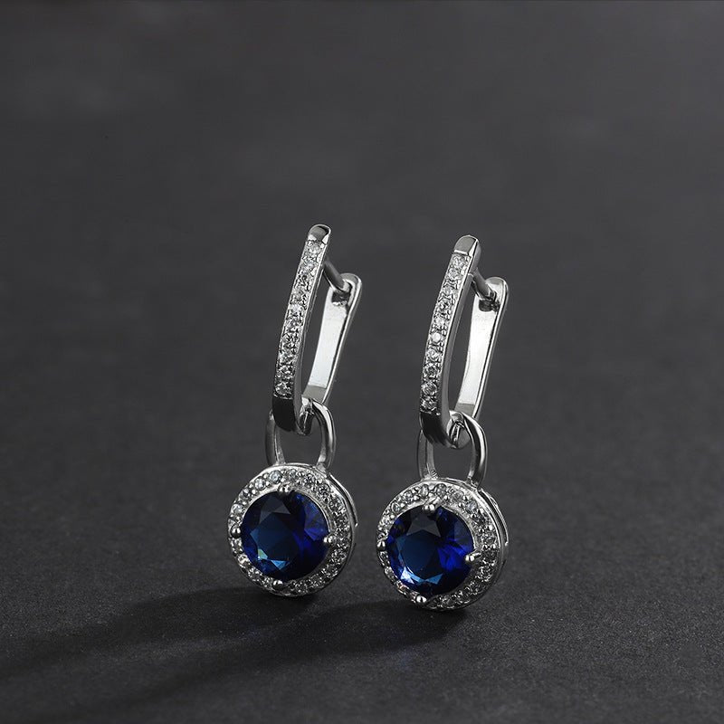 Exclusive S925 Sterling Silver Zircon Earrings — Silver — Back View