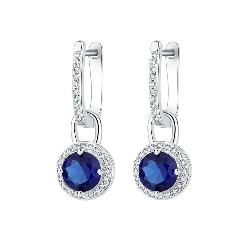 Exclusive S925 Sterling Silver Zircon Earrings — Silver — Front View