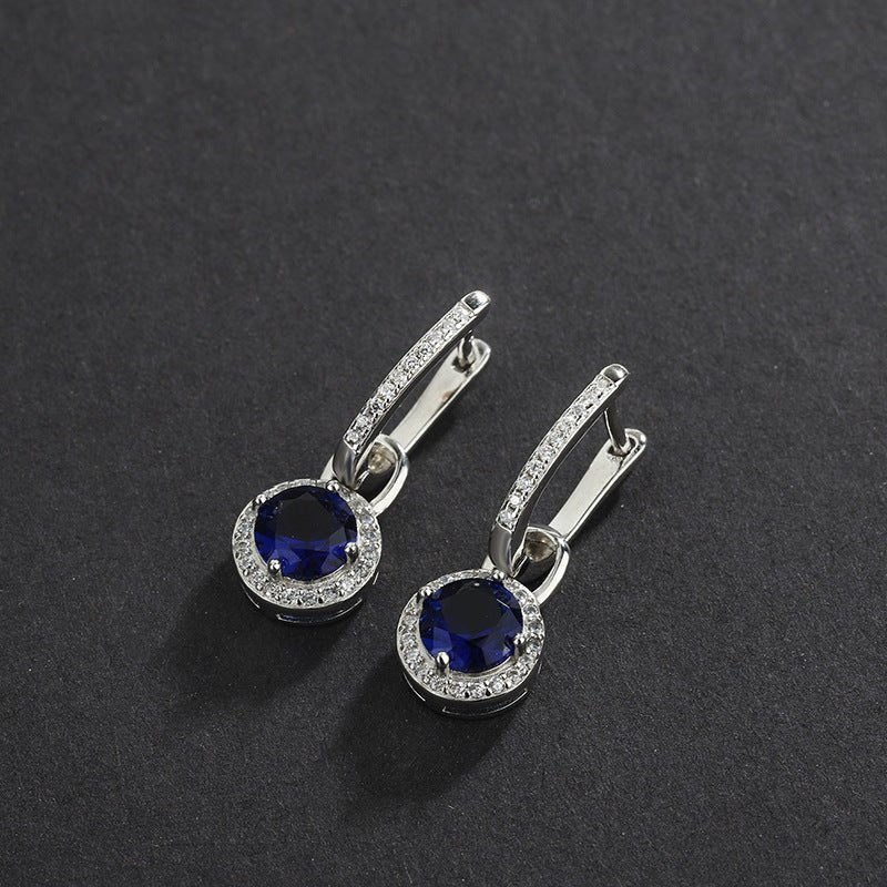 Exclusive S925 Sterling Silver Zircon Earrings — Silver — Top View