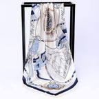 Exclusive Sailing Print Emulation Silk Scarf Fashion Shawl — 1color — Size 90CM — Front View