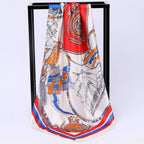 Exclusive Sailing Print Emulation Silk Scarf Fashion Shawl — 1color — Size 90CM — Back View
