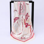 Exclusive Sailing Print Emulation Silk Scarf Fashion Shawl — 1color — Size 90CM — Side View