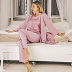 Exclusive Women Night Gown Pajamas — Pink — Size S — Front View