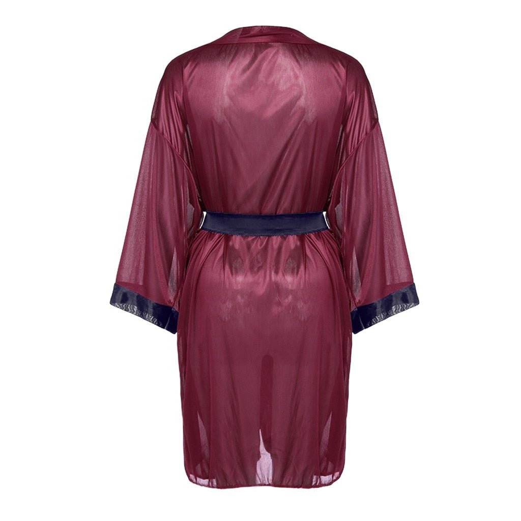 Exclusive Seduction Plus-size Pajama Suit — Wine red — Size S — Alternate View 10