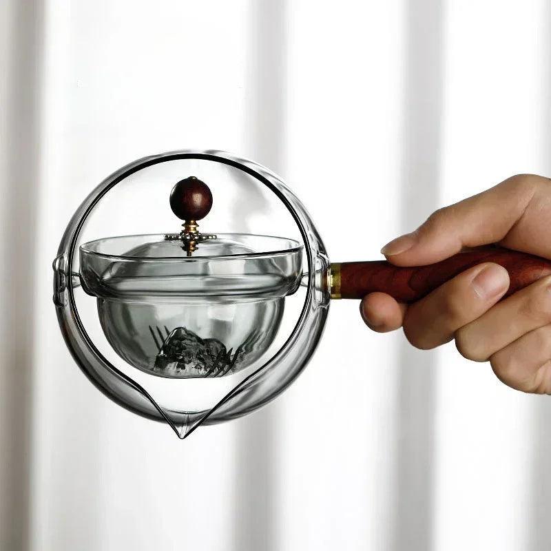 Exclusive Semi-automatic Rotary Heat-resistant Glass Teapot — Grey — Alternate View 10