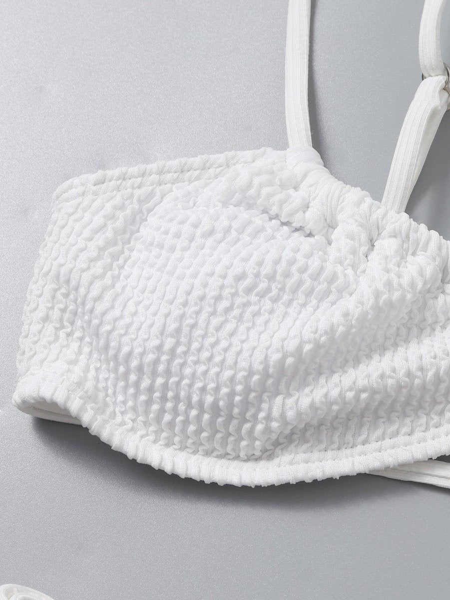 Exclusive Sexy Adjustable Bikini | Customizable Fit & Bold Style — White — Size L — Detail View