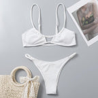 Exclusive Sexy Adjustable Bikini | Customizable Fit & Bold Style — White — Size L — Top View