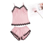 Exclusive Sexy Pajamas Lace Suit — Pink — Size S — Side View