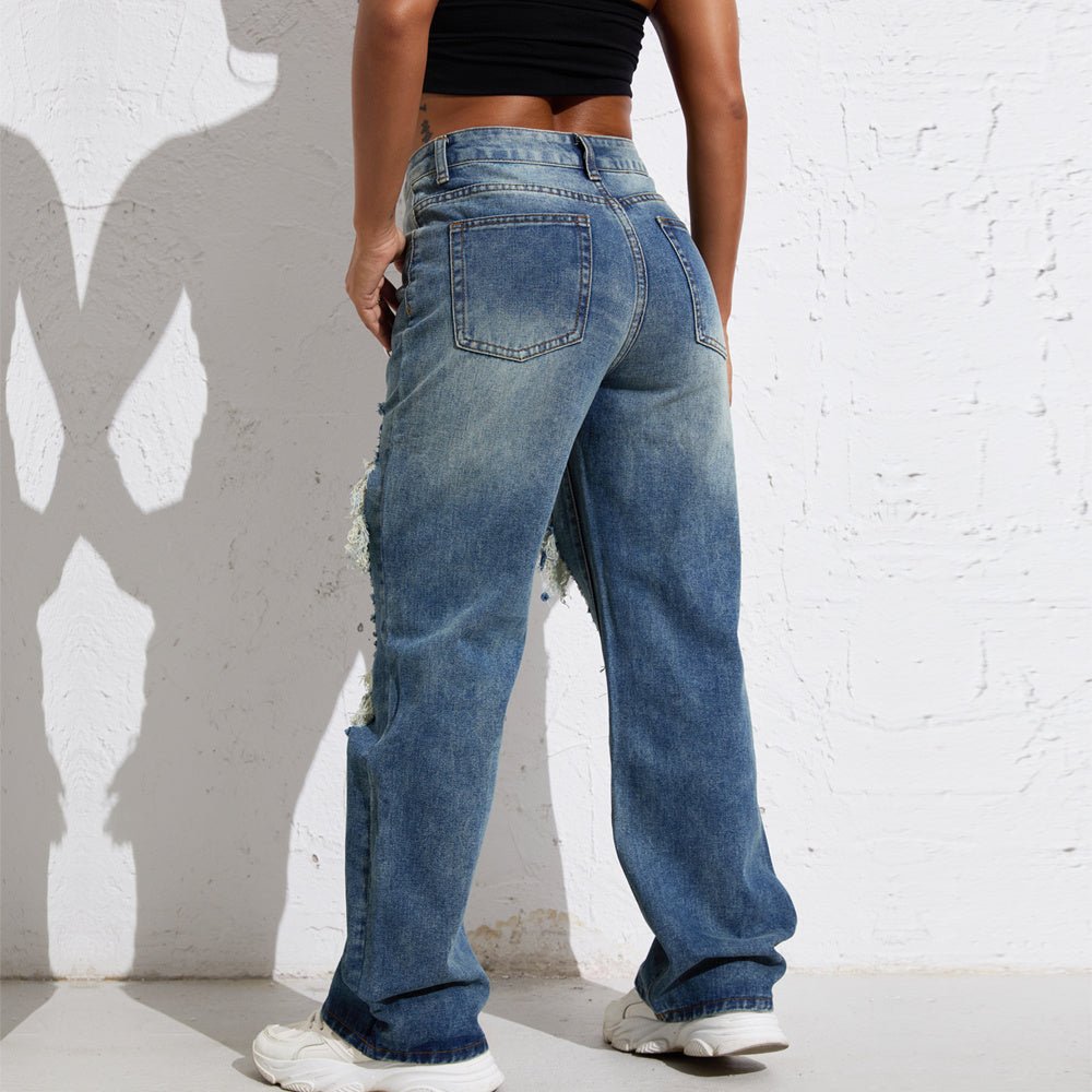 Exclusive Ripped Retro Stright Leg Jeans — XS — Alternate View 7