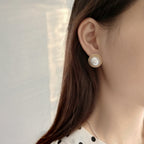 Exclusive Shell Pearl Ear Studs — Colorful Shell Ear Studs — Size 18K Gold C552 — Back View