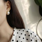 Exclusive Shell Pearl Ear Studs — Colorful Shell Ear Studs — Size 18K Gold C552 — Top View