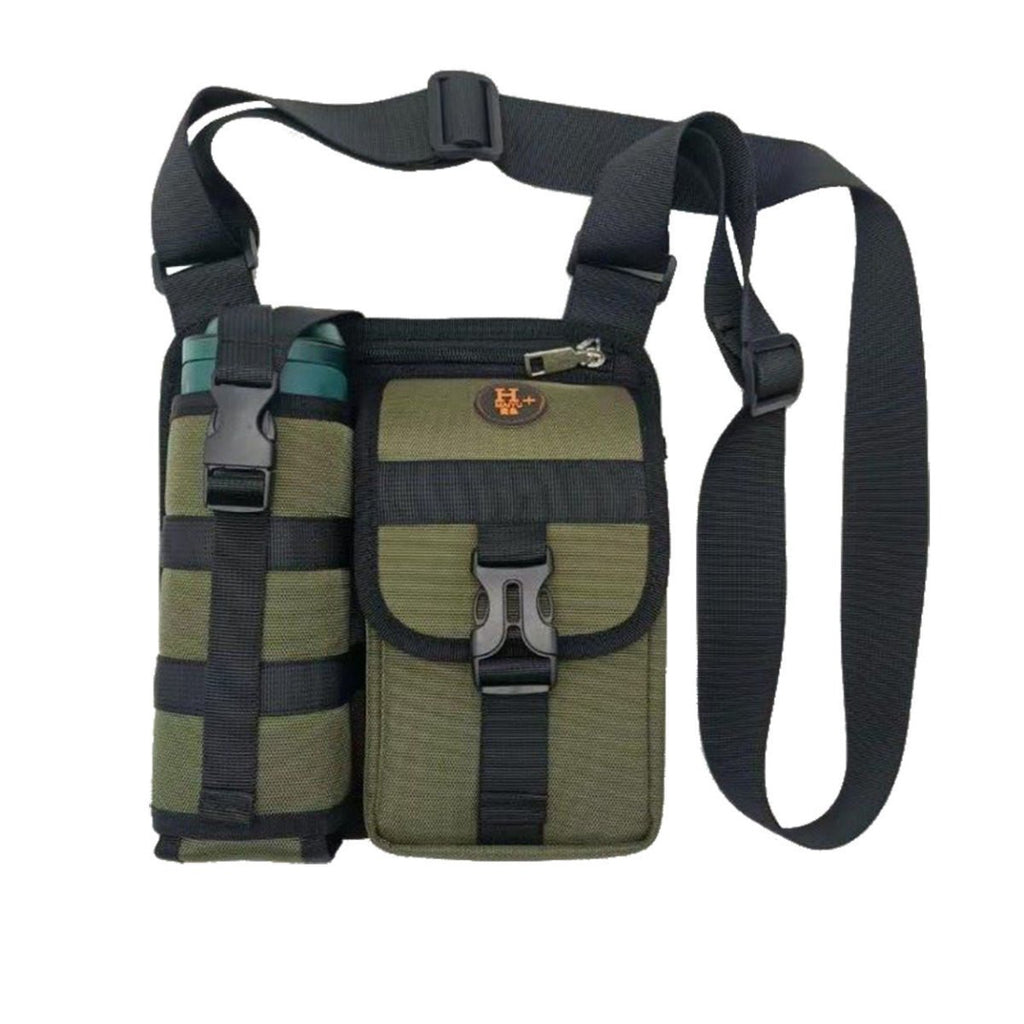 Exclusive Shoulder Messenger Bag — Army Green — Back View