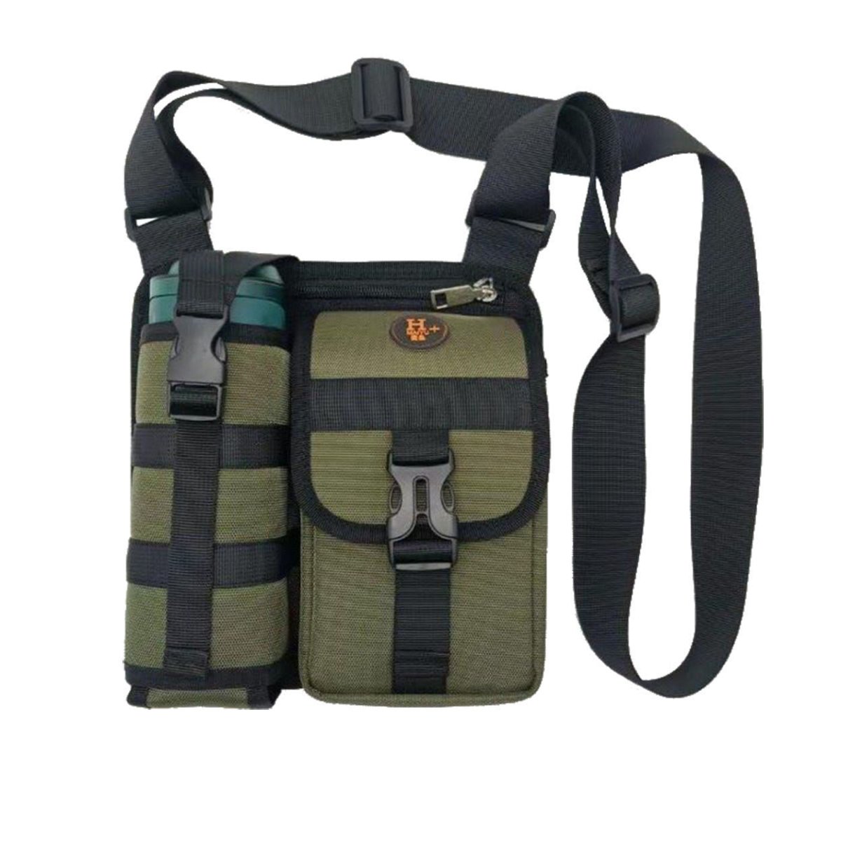 Exclusive Shoulder Messenger Bag — Army Green — Back View