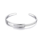 Exclusive Full Diamond Korean Fashion Bracelet — White Gold Color — Size 925 Silver — Front View