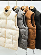 Exclusive Men's Stand Collar Padded Vest — Black — Size 2XL — Lifestyle View