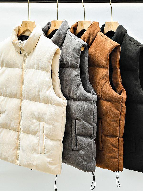 Exclusive Men's Stand Collar Padded Vest — Black — Size 2XL — Lifestyle View